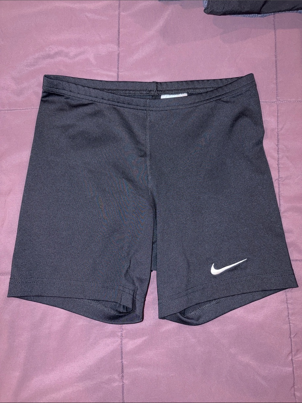 Women’s Dry fit Nike Black Bike Shorts with White embroidered Swoosh Size Medium